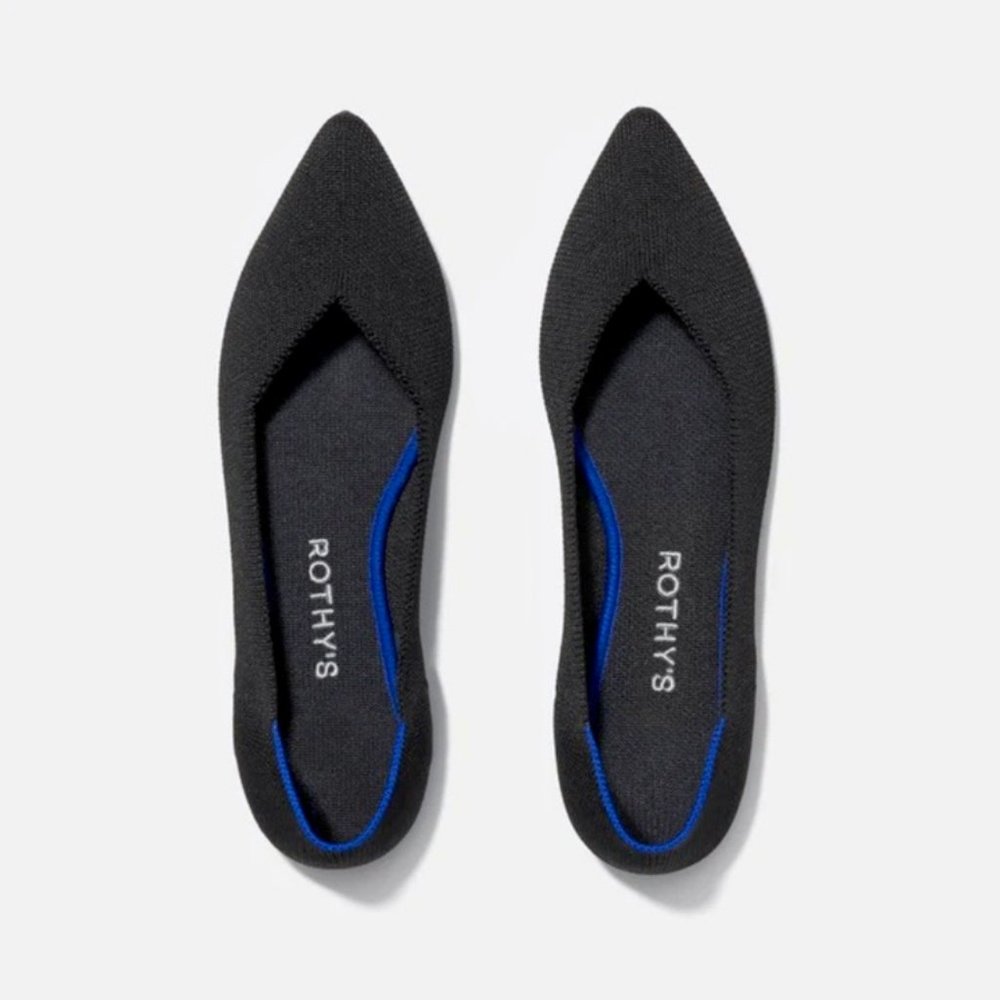 Rothy’s The Point Size 7 Black Solid Slip On Flat Ballet Women’s Shoe 002-110